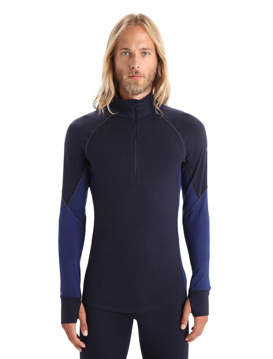 Midnight Navy / Royal Navy Icebreaker BodyfitZone™ Merino 260 Zone Long Sleeve Half Zip Thermal Top Men\'s Base Layers | AU 1348ZUTG